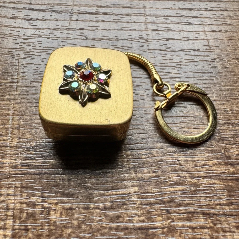 Vintage SANKYO Miniature Working Music Box Figure w/Red Rhinestones Japan